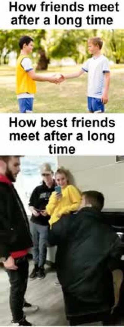 How real friends greet each other