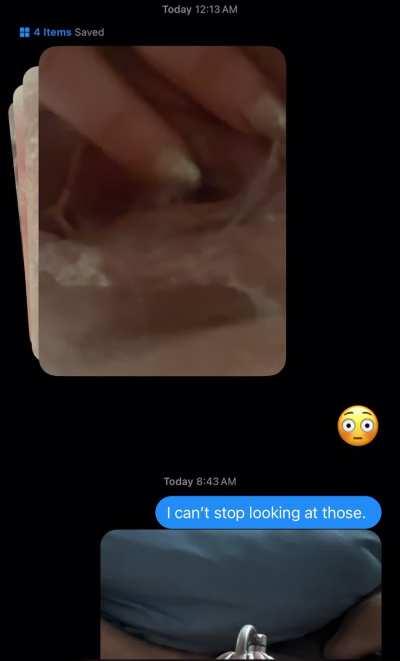 She sent me a text last night with a few pictures and a video. It looks like she had a very good time with her bull while I stayed locked in my chastity cage.