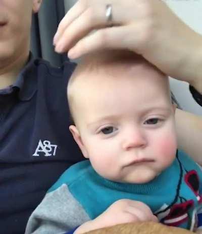 Dad shows trick to easily put baby to fall asleep.