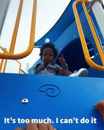 Toddler encouraging his dad