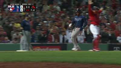 [Highlight] Kevin Kiermaier hits a fly ball off the wall which then ricochets off Renfroe and takes it over the wall, umps rule it a ground rule double