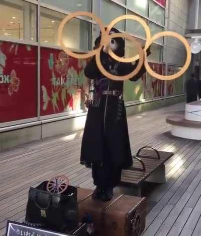 This street performer...speechless.
