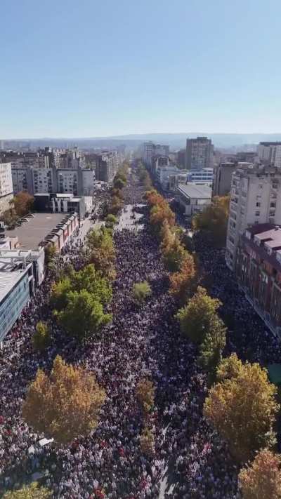 Hundreds of thousands of people gathered today in Novi Sad, Serbia, to say 'NO' to the tyrant in power and to commemorate the 16 victims who were killed when the train station collapsed on them