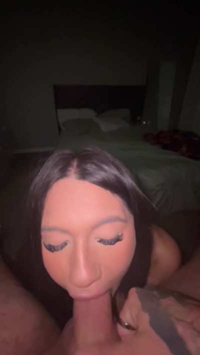 18 year old latina Hotwife makes huge white cock disappear with a little help from her bull