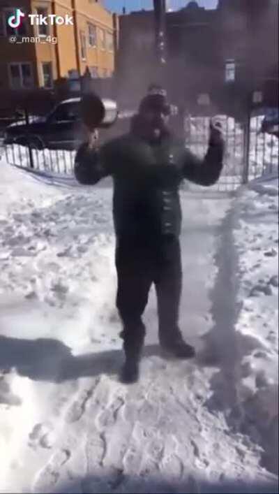 Guy doesn’t realize it isn’t cold enough the hard way