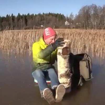 Slamming A Piece Of Wood On Ice. GIF by esberat