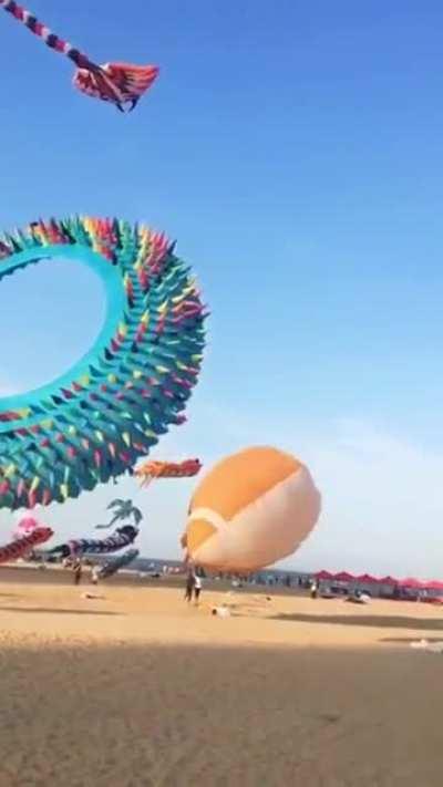 Kite balloons at the beach