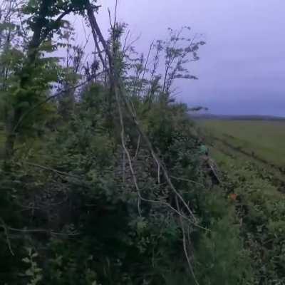 Several BTR-4s provide fire support to Ukrainian infantry during the assault on the Russian positions. The exact location is unknown. The video was published on 07.06.2023.