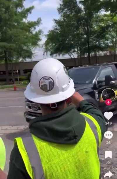 To tow a construction workers car…