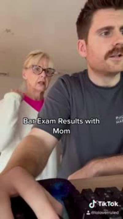 Mom's reaction to son's bar exam result. She knew how hard he worked for it (my original post on another sub was removed)