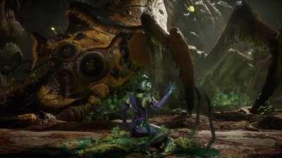 Mileena is doing the knife hand game.