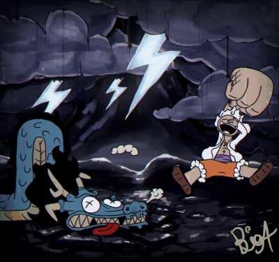 Luffy vs Kaido (animation in Cuphead style/old animation style) by me