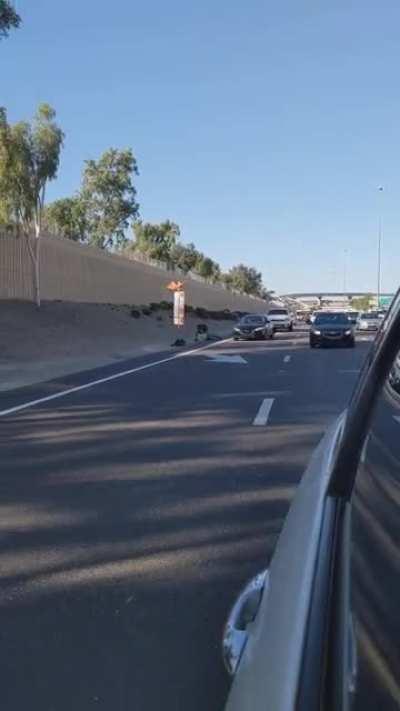 Guy crashes into a bunch of cars on the freeway tries getting away and totals his car, runs away on foot and thinks one of the cars he hit is going to give him a ride to escape...... NOPE!