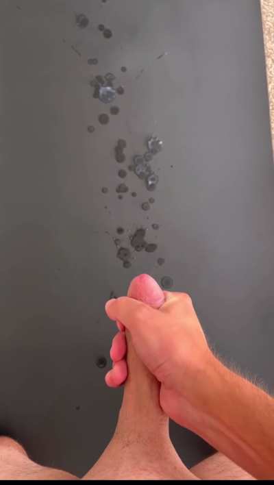 Hearing my massive cumshot splat on the mat is so hot