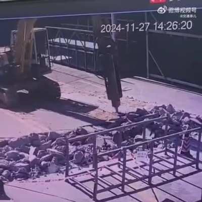 Construction worker makes a new hole