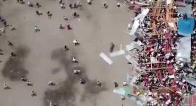 Aerial POV of the BullRing collapse in Columbia
