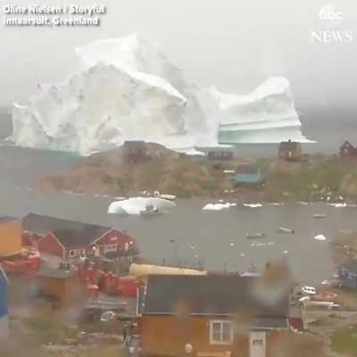 Time lapse of enormous iceberg passing by Greenland