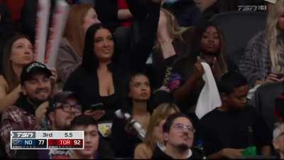 [Highlight] Chris Boucher flies from the free throw line with a huge jam to close the quarter, plus a blocked 3 at the other end for good measure