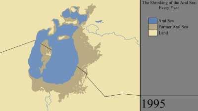 [OC] Shrinking of the Aral Sea (1957 - 2022)