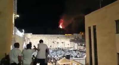 Fire on the Temple Mount in Jerusalem