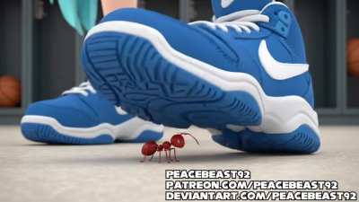 Now here&rsquo;s Hatsune Miku stepping on an ant under her basketball sneaker, I&rsquo;m now taking commissions. I also have sneaker and boot crush clips with women, so DM me if you&rsquo;re interested.