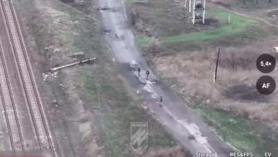 AZOV shows Russian soldiers maneuvering close to the frontline with e-scooters and targeted by artillery 