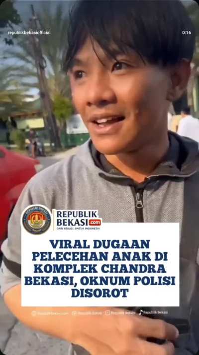 This Indonesian police officer was beaten by local residents after molesting a minor in Bekasi, Indonesia (28/04/2026)