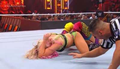 Aw Bliss her heart…she thought she could kick Asuka but ends up in a devastating ankle lock and Boston crab