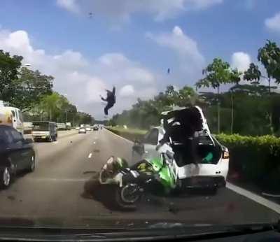 HMFT after I separate myself from this motorcycle and so my passenger can peek into this guys trunk