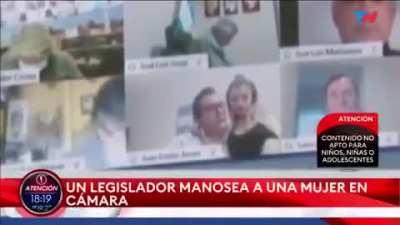 A legislator from Argentina started sucking his gf tits in the middle of a meeting discussing a law