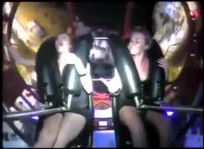 Another girl having an orgasm from the slingshot ride