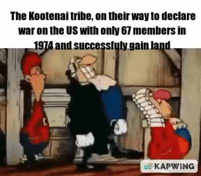 On September 20th 1974, the Kootenai tribe formally declared war on the United States in a demand for federal recognition. there where no casualties, but roadblocks/toll roads where established. by October, Gerald Ford signed a treaty granting them 12.5 a