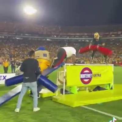 The half time show for a Soccer game in the Mexican League.