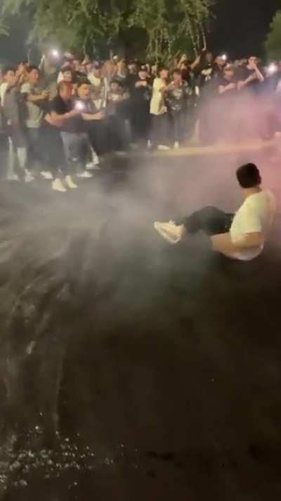 WCGW standing close to a drifting car