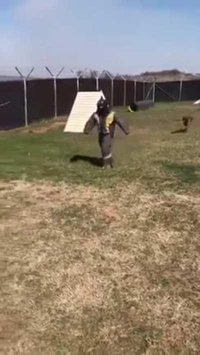 To practice a canine takedown