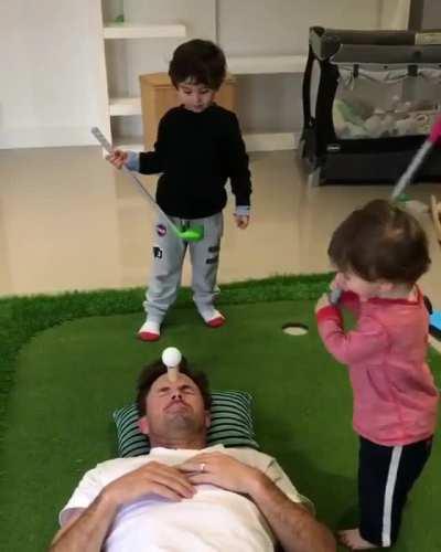 Dad trusting his little ones too much