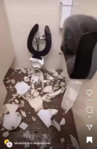 This is a university washroom. The devious licks kids are in Uni now… Halloween party gone wrong.