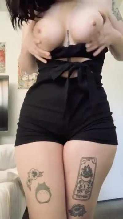 It’s my Friday, and I never wear a bra on my days off 🖤 (oc)