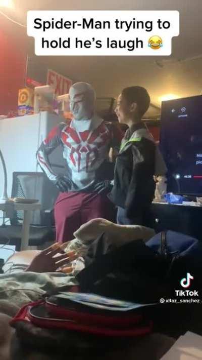 Trying to hold in a laugh