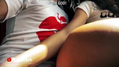 Hanky-panky on a public train leads to creampie!