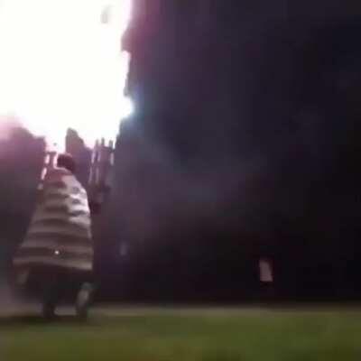 TECHNICALLY, it is an idiot fighting the sky.