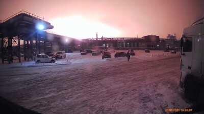 Russian man is not bothered at all by the explosion on the factory