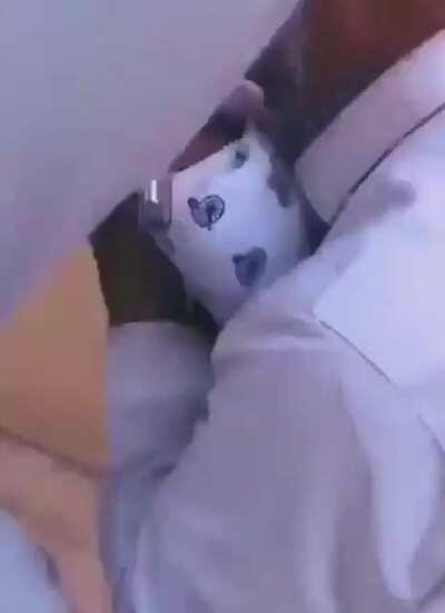 Some high quality parenting right there, at least the unloaded it before using it as a pacifier?