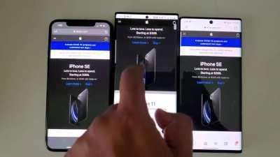 Note 20 ultra 120hz (middle) vs Note 10 plus (right) vs iphone 11 pro max(left)