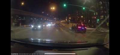 At least four cars run a red light, two get plowed into.