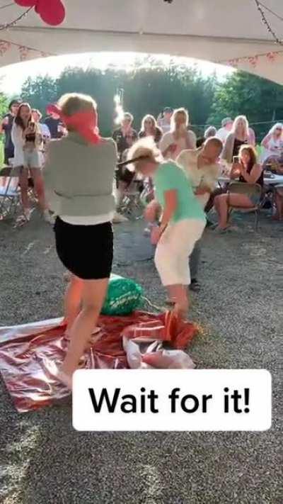 walking in front of a pinata