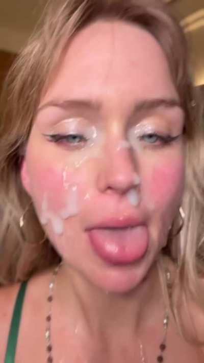Facials are the best. She looks even better with cum on her