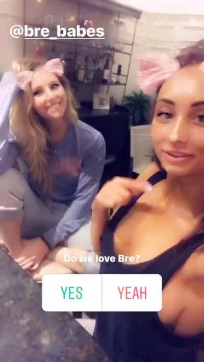 Carmella with the filter and the side boob