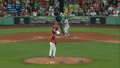 [Highlight] [Highlight] Elehuris Montero breaks up Garrett Whitlock's immaculate inning by fouling off the 9th pitch then Kike Hernandez makes a great diving catch to rob him of a hit