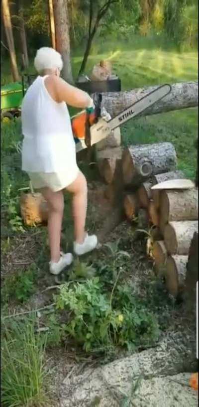 Which one of you gave grandma a chainsaw?